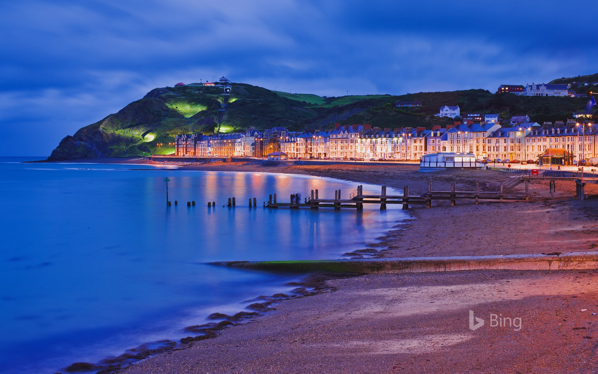 The seafront and promenade of Aberystwyth in Ceredigion, Wales