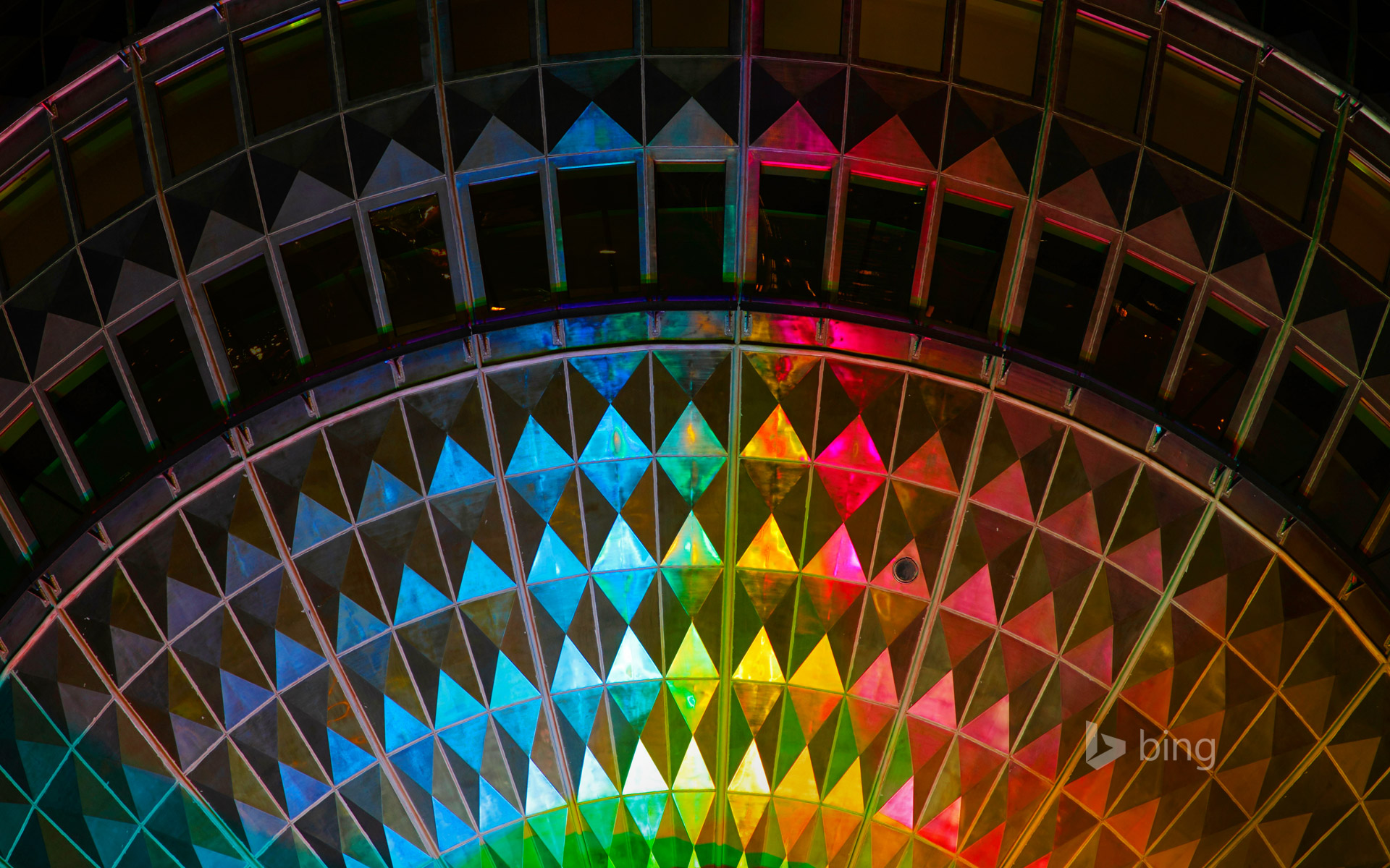 Detail of a television tower illuminated during the Festival of Lights in 2011, Berlin, Germany