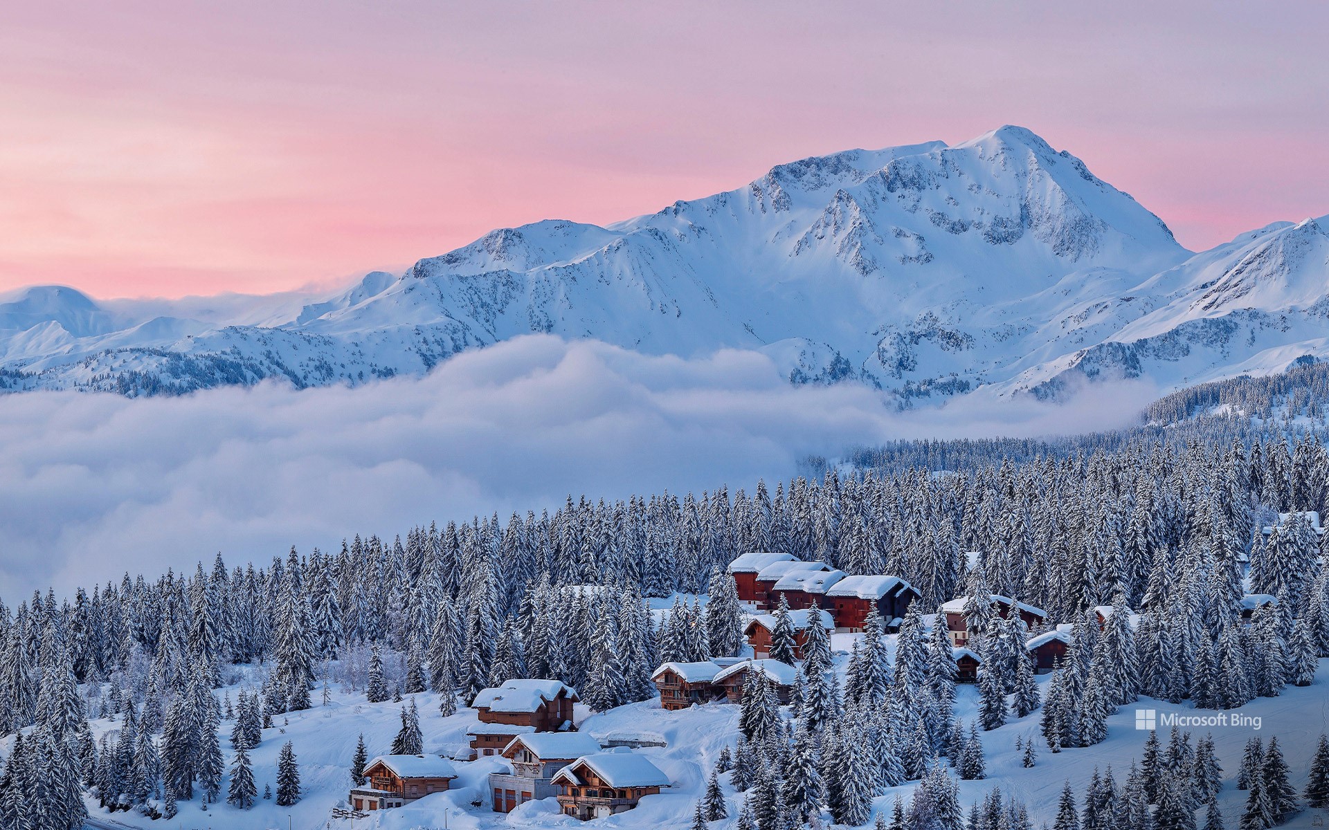 Col des Saisies ski resort at dawn, Beaufortain, Savoie, France