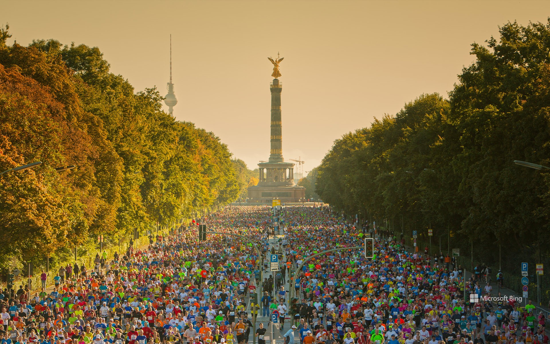 Berlin Marathon skyline with sunlight, Berlin