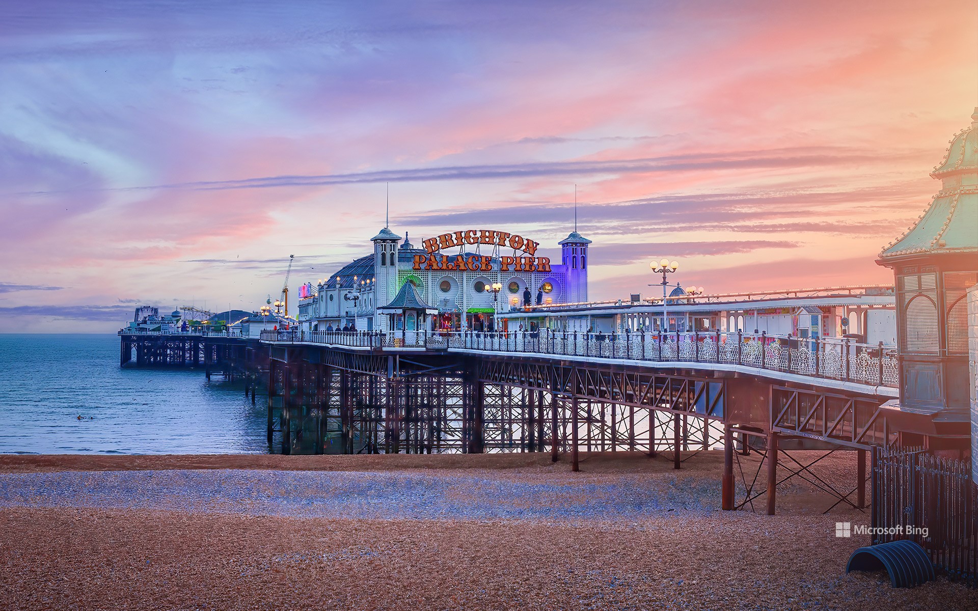 Brighton Pier at sunset, England, UK
