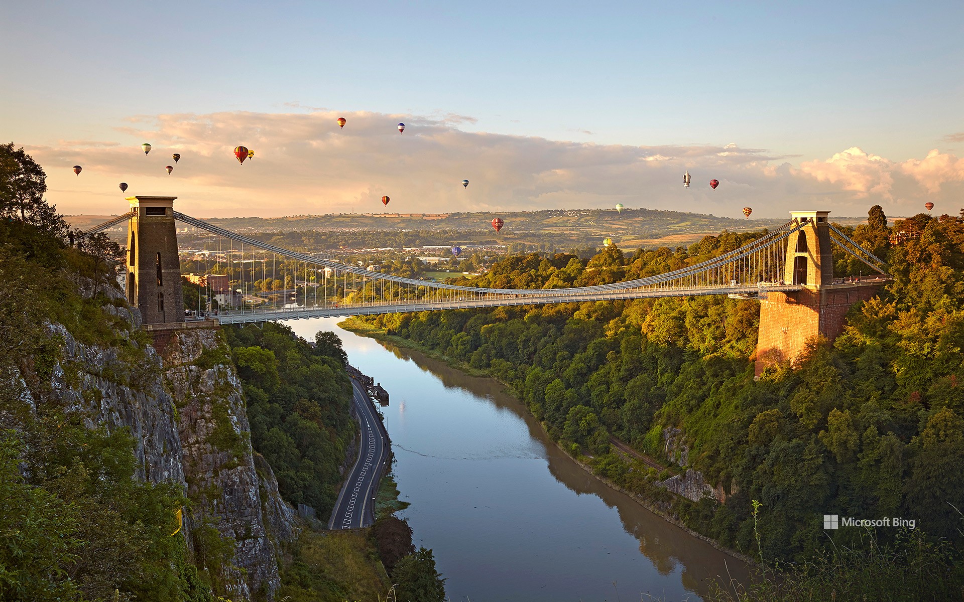 Clifton Suspension Bridge during the Bristol Balloon Fiesta, Bristol