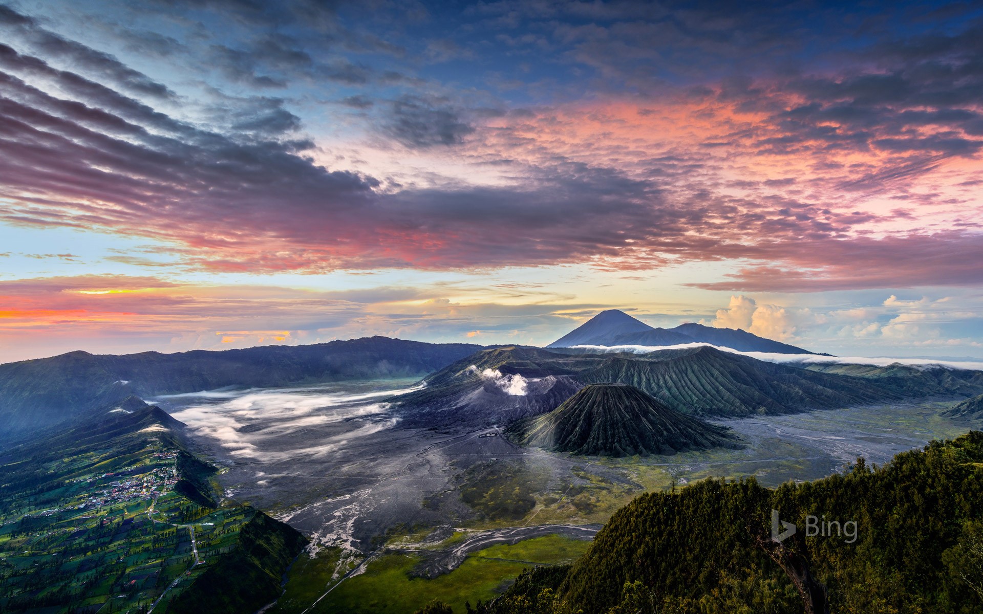 Smoldering Mount Bromo in East Java, Indonesia