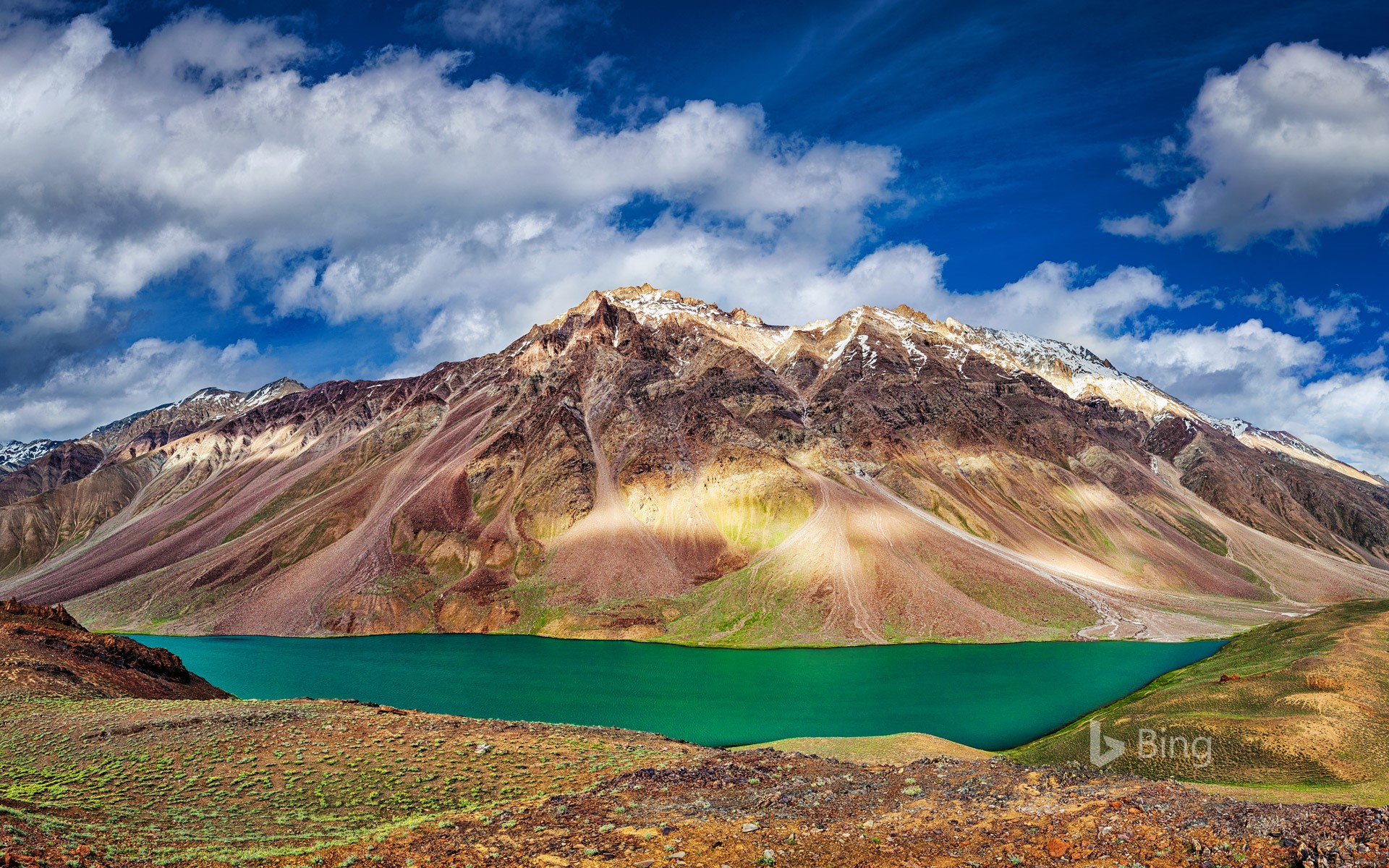 Chandra Tal lake in the Himalayas, India