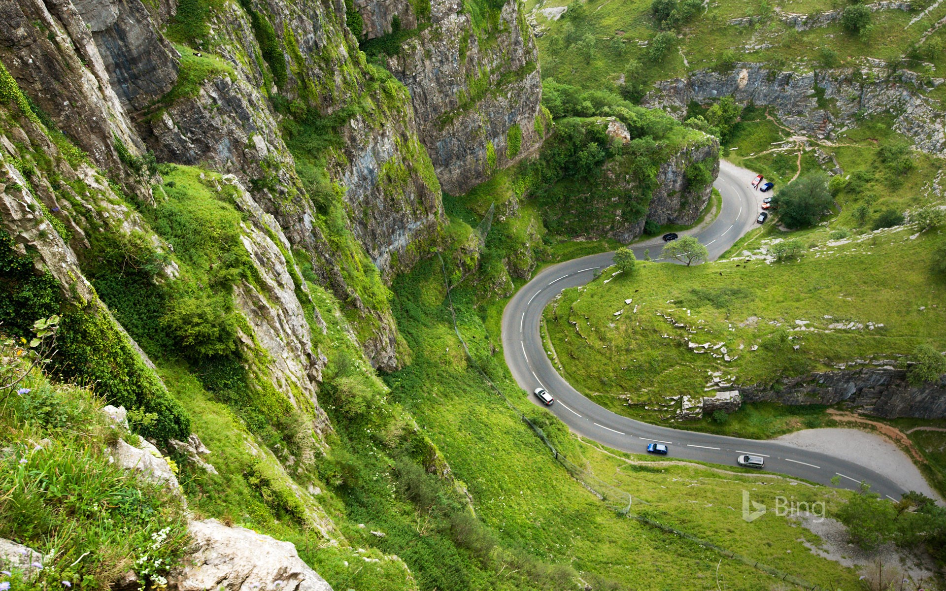 A road winding through Cheddar Gorge, Somerset