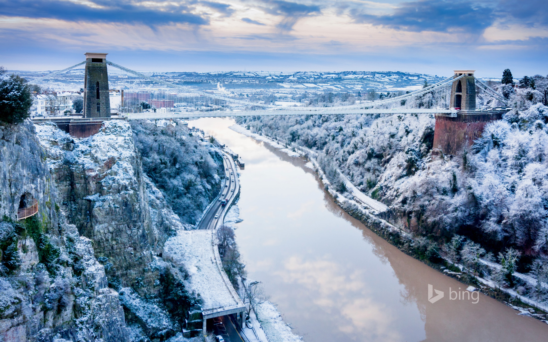 Clifton Suspension Bridge, linking Clifton in Bristol to Leigh Woods in North Somerset, England