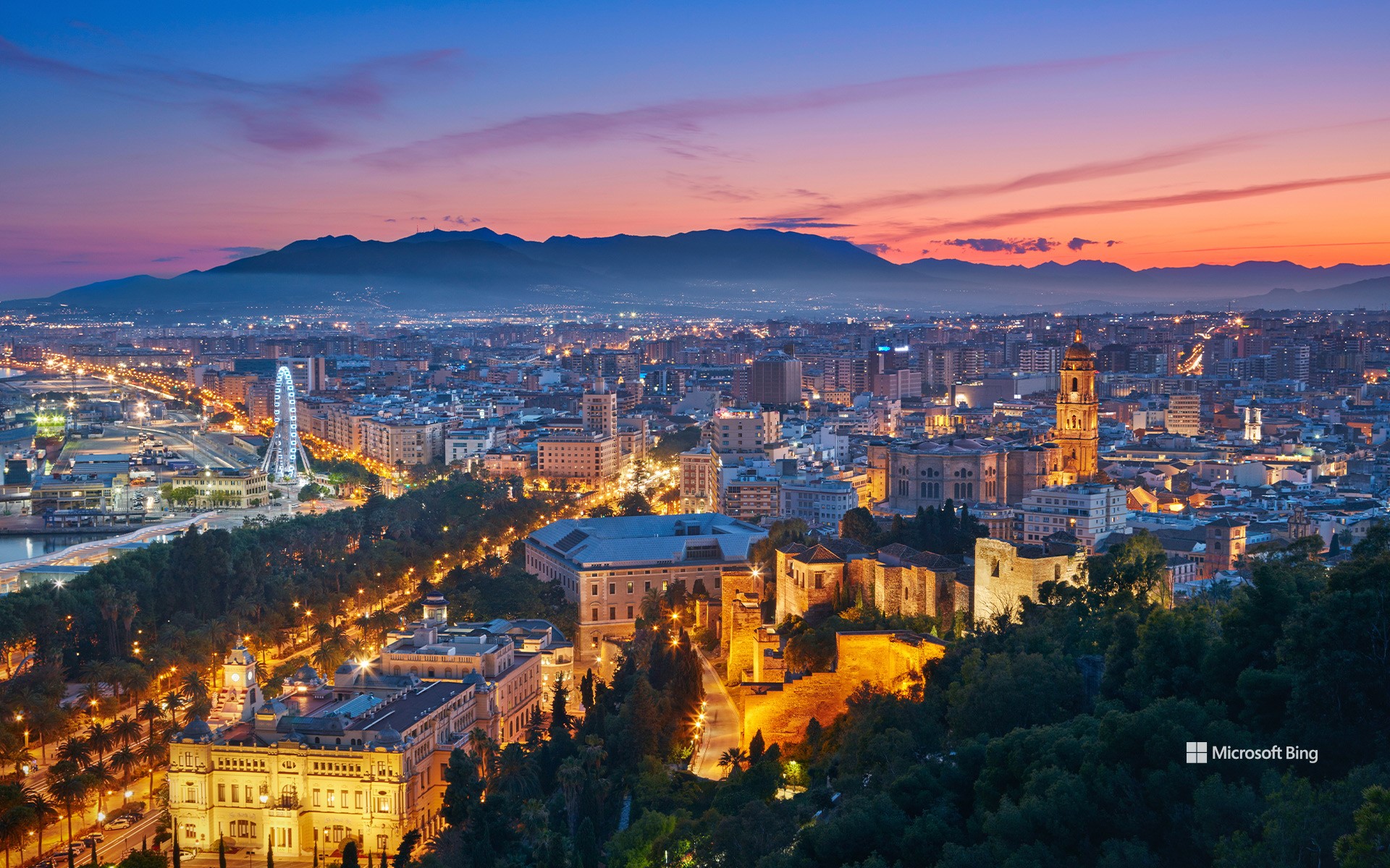 Sunset in Malaga, Andalusia, Spain