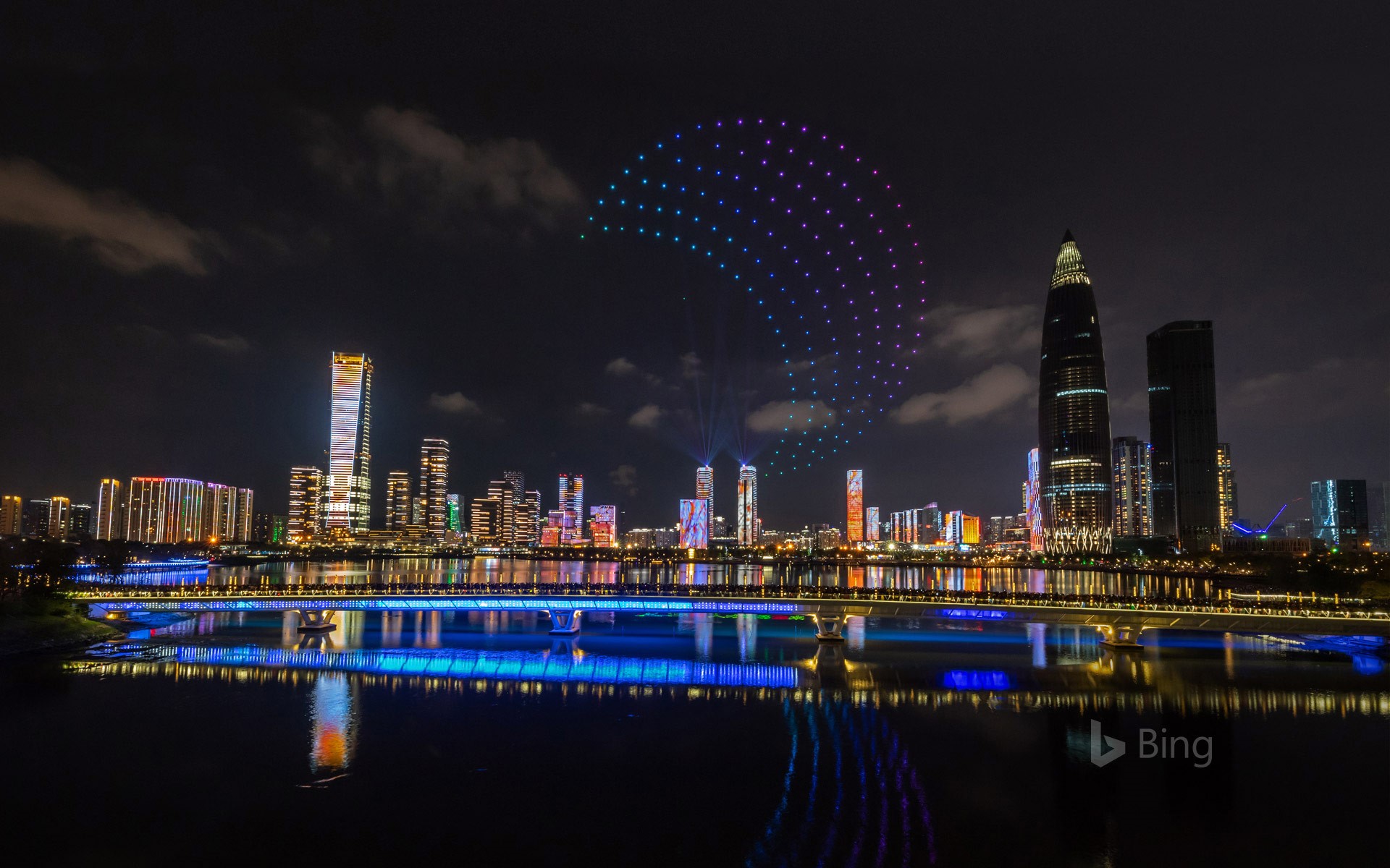 Drones light up the sky over Shenzhen, China