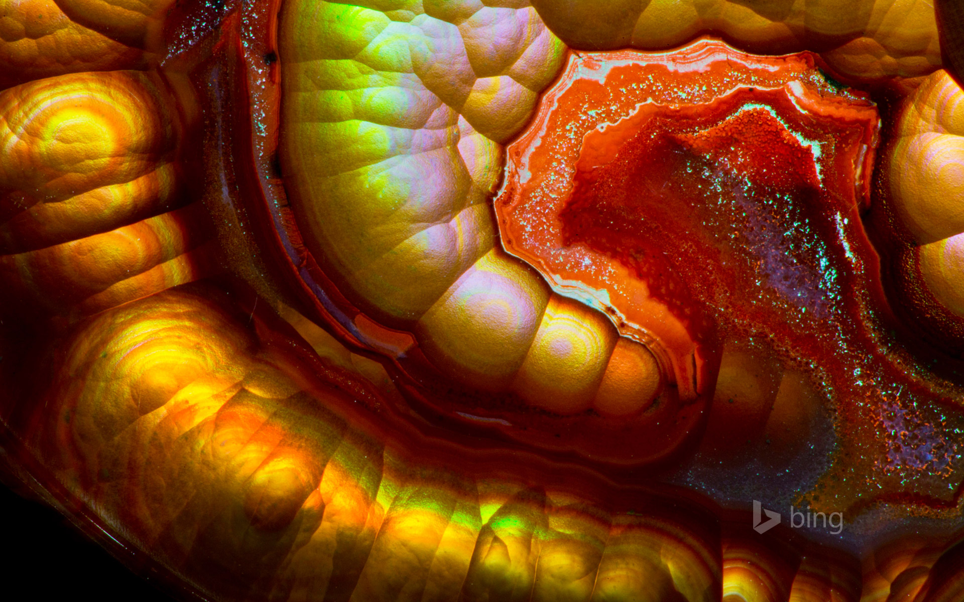 Close-up view of a fire agate gemstone