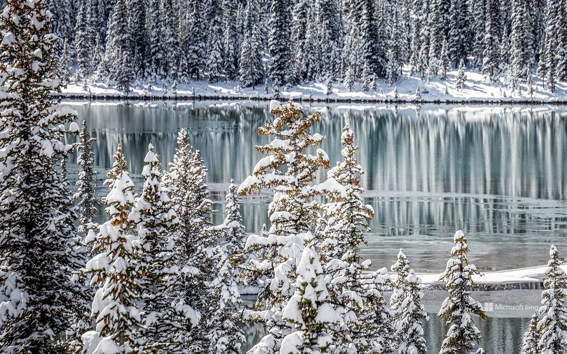 A Frozen Lake In Banff National Park Bing Wallpapers Sonu Rai