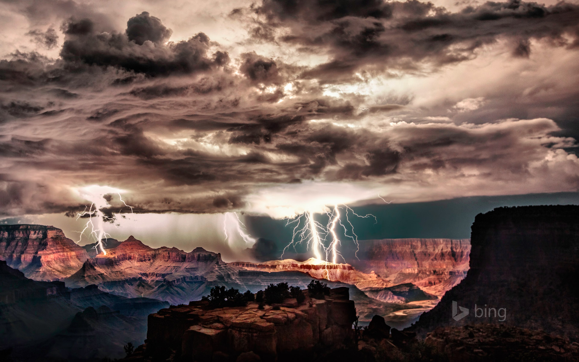 Lightning storm over Grand Canyon National Park, Arizona