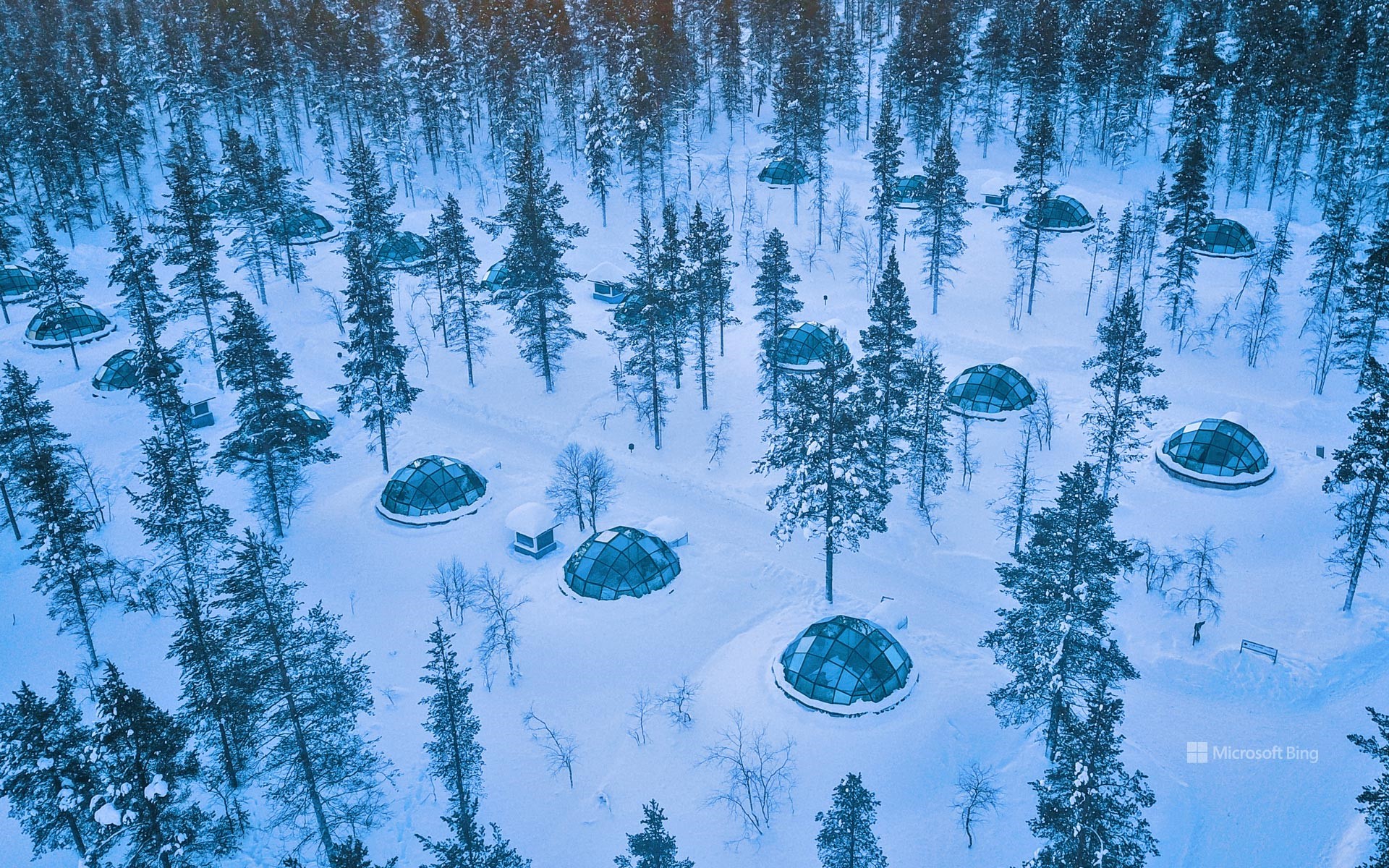 Glass igloos at the Kakslauttanen Arctic Resort in Saariselkä, Finland