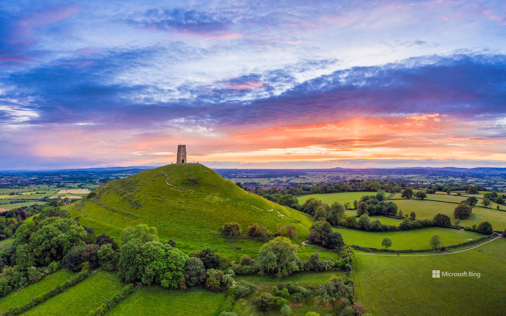 St. Michael's Church Tower on Glastonbury Tor, Glastonbury, Somerset, England