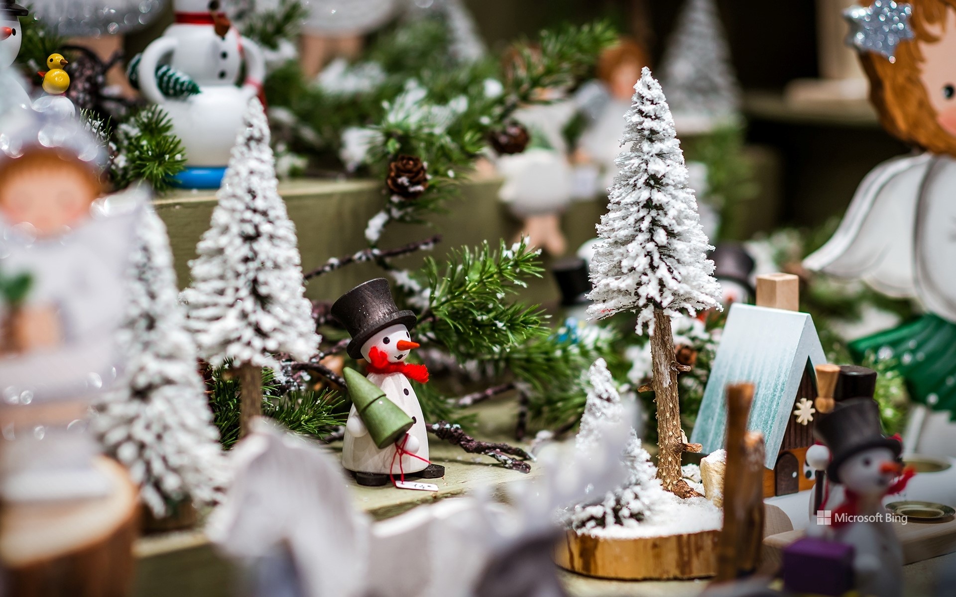 Handcrafted decorations from a Christmas market