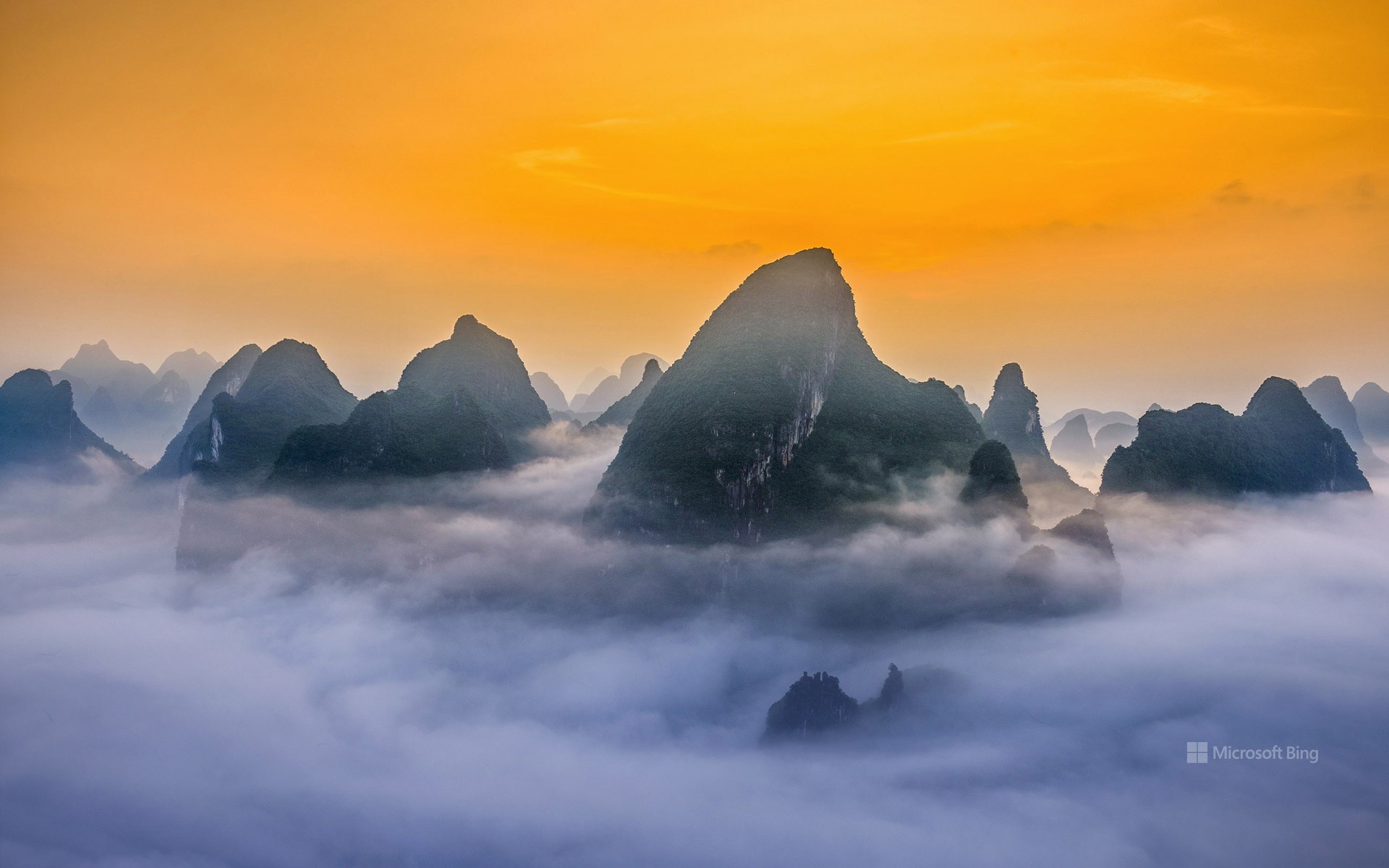 Karst mountains in Guilin and Lijiang River National Park, China