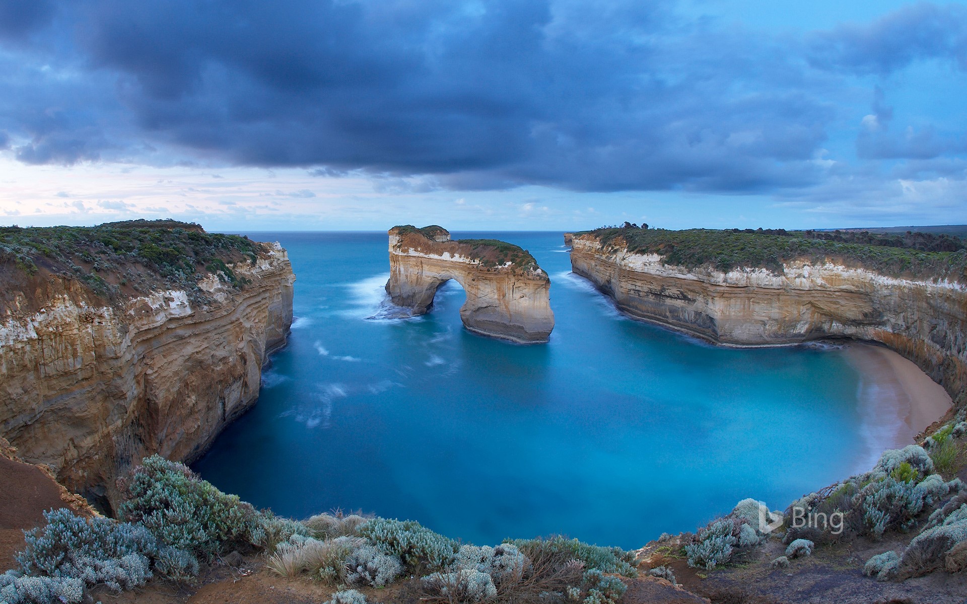 Window arch at Loch Ard Gorge at dawn, Port Campbell National Park, Victoria