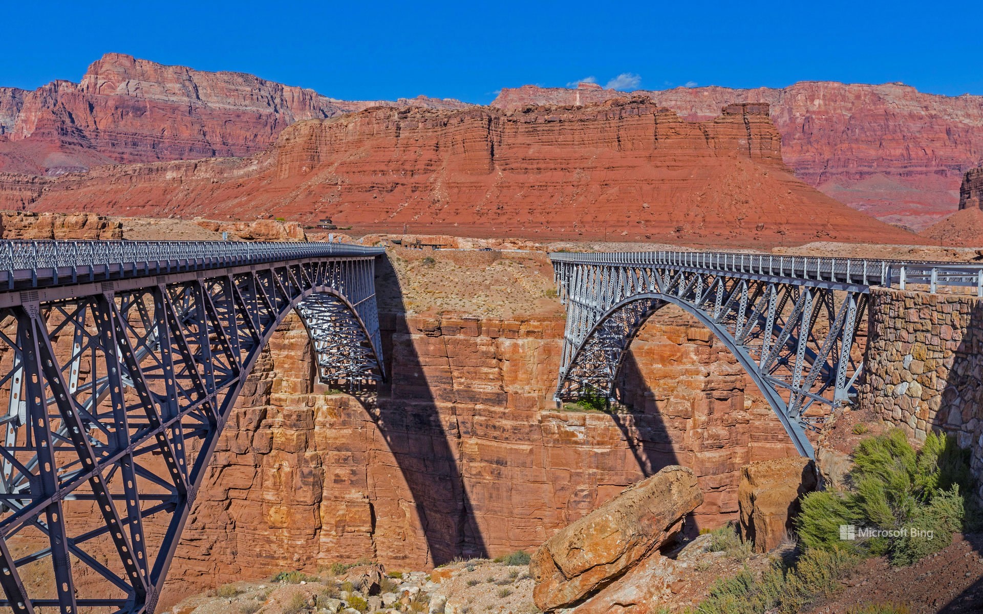 Navajo Bridge over the Colorado River at the Glen Canyon National Recreation Area in northern Arizona