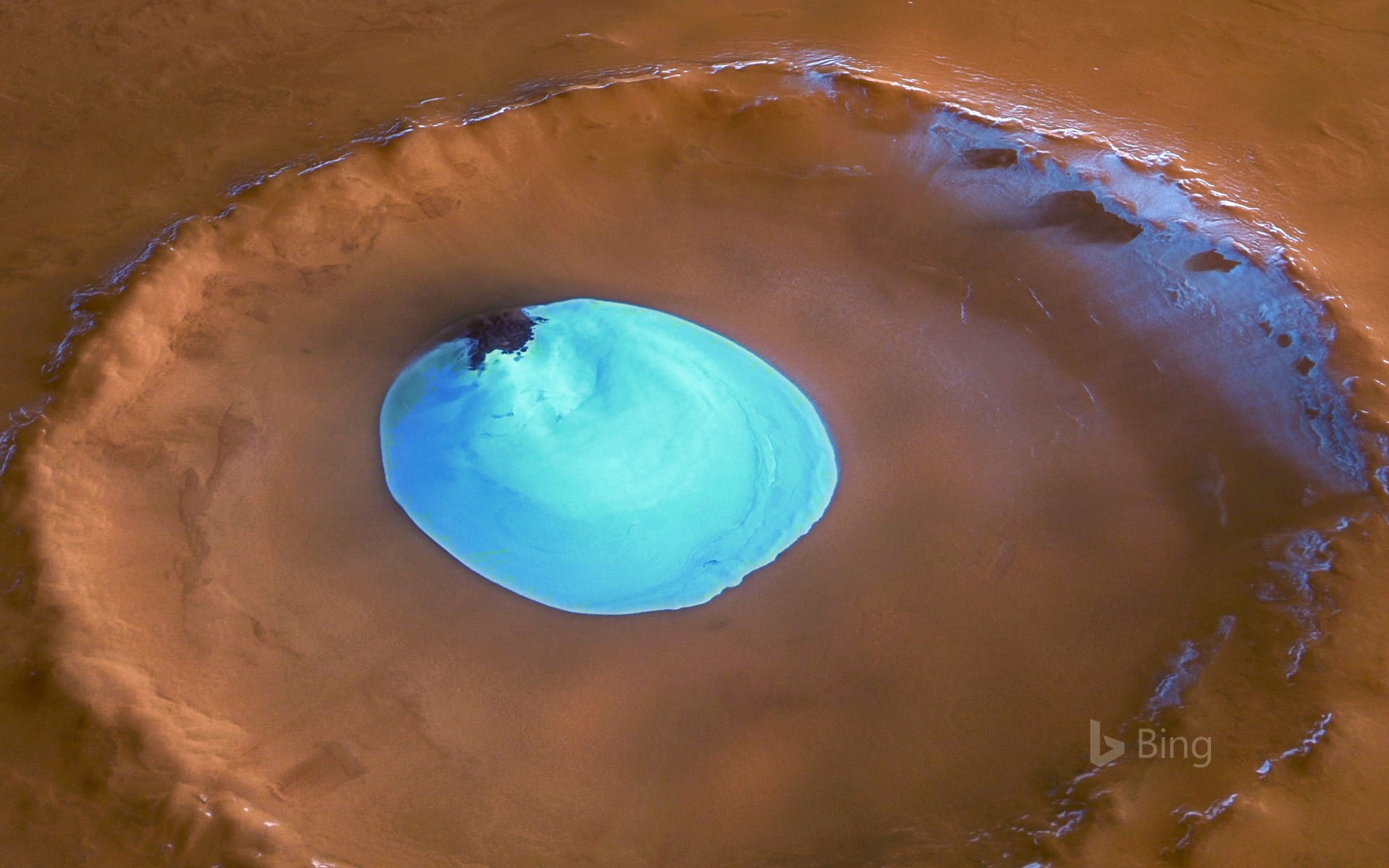 Ice in a crater of the Vastitas Borealis region of Mars