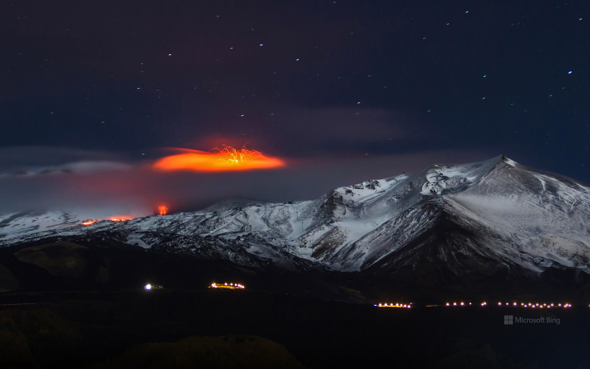 Mount Etna erupting in 2013, Sicily, Italy