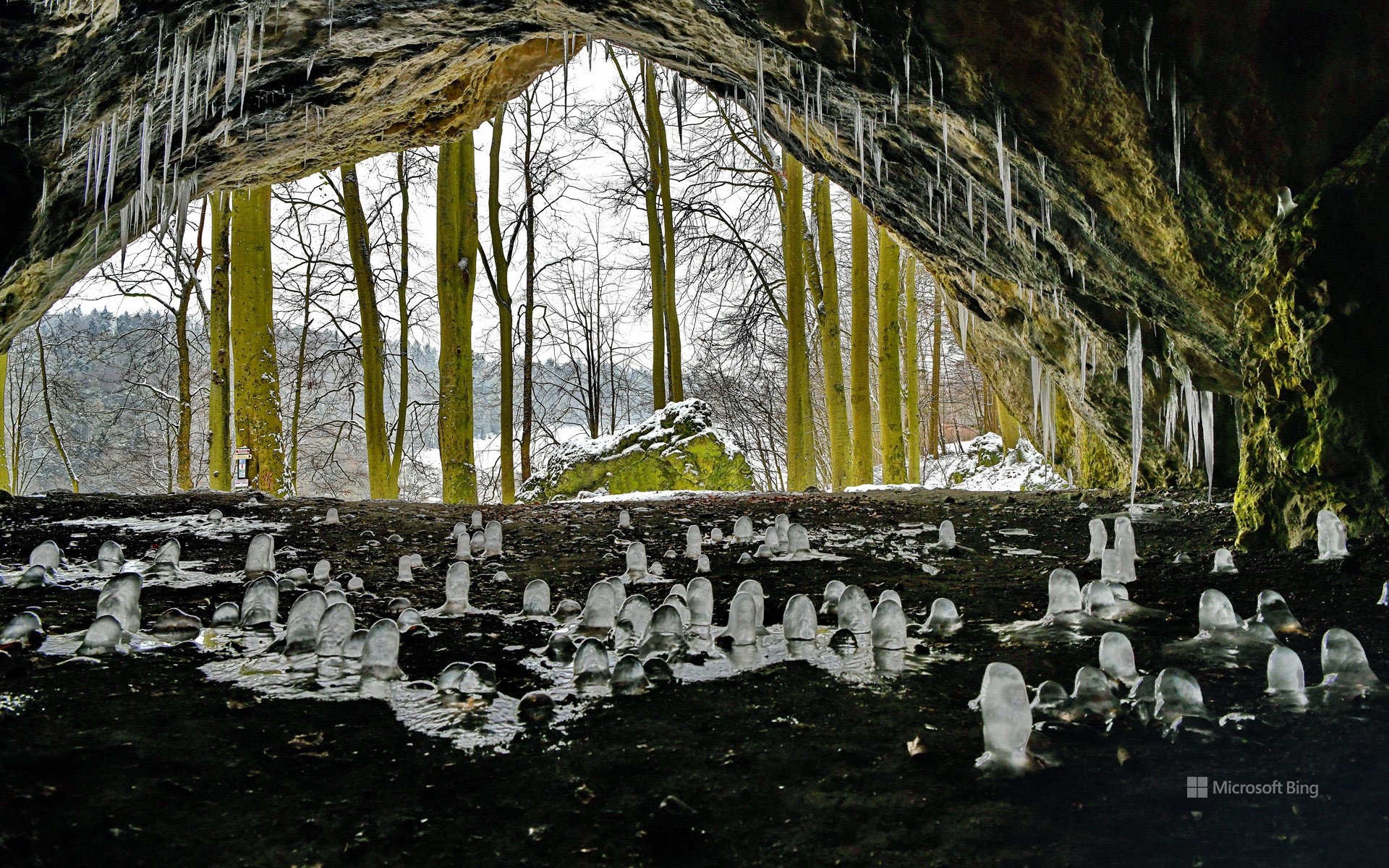 Icicles in the Oswald Cave near Muggendorf, Bavaria