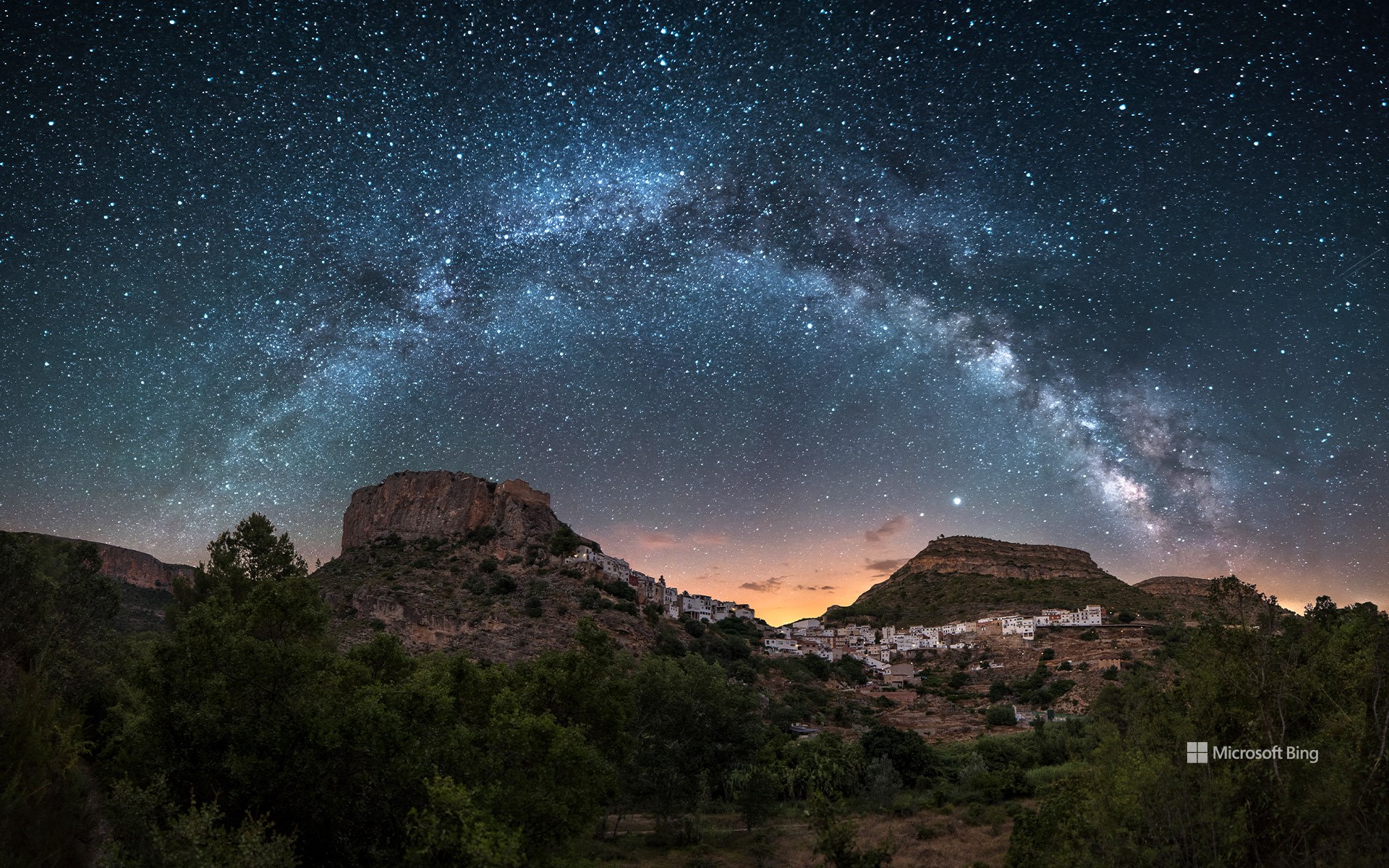 Night panorama of the Milky Way, Chulilla, Spain