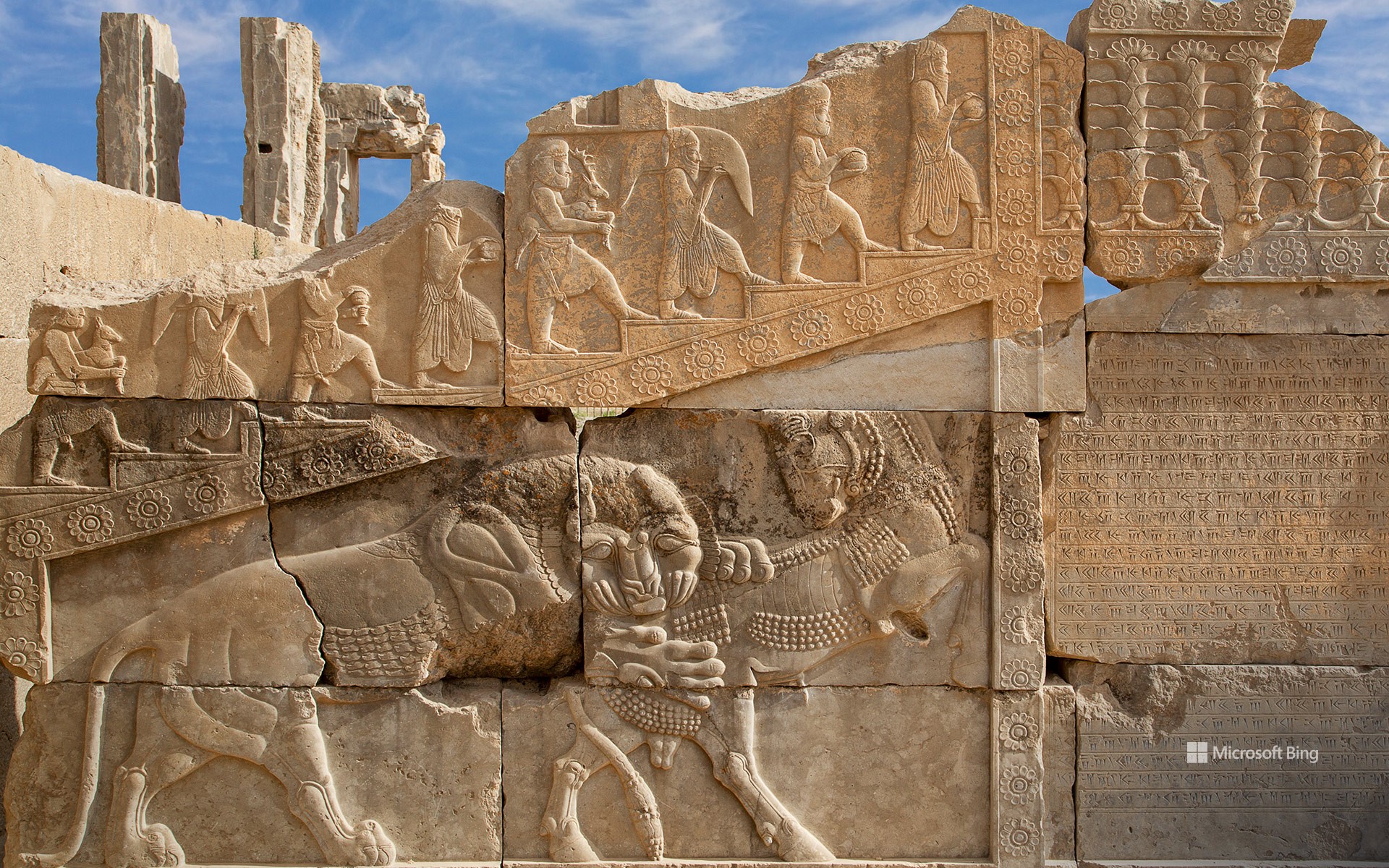 Reliefs in the ancient Persian city of Persepolis, Iran