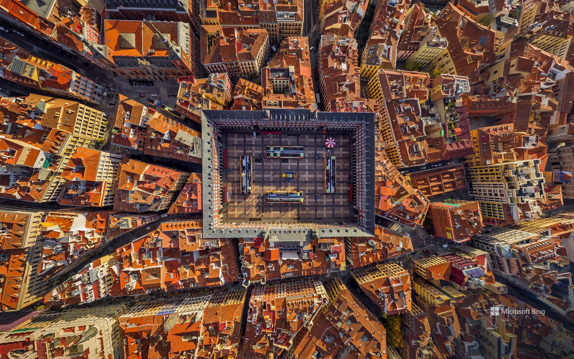 Aerial view of Plaza Mayor, Madrid, Spain
