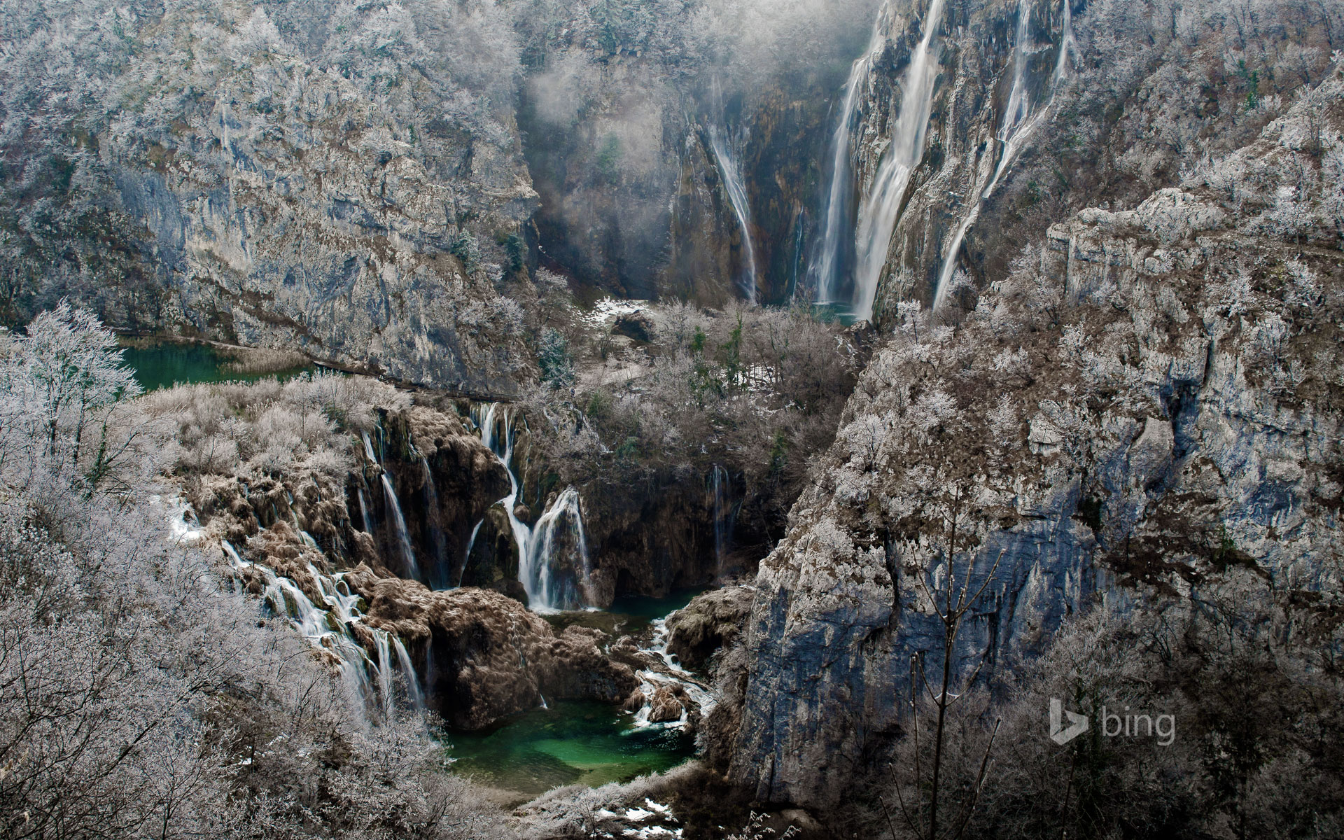 Waterfalls of Croatia’s Plitvice Lakes National Park in winter
