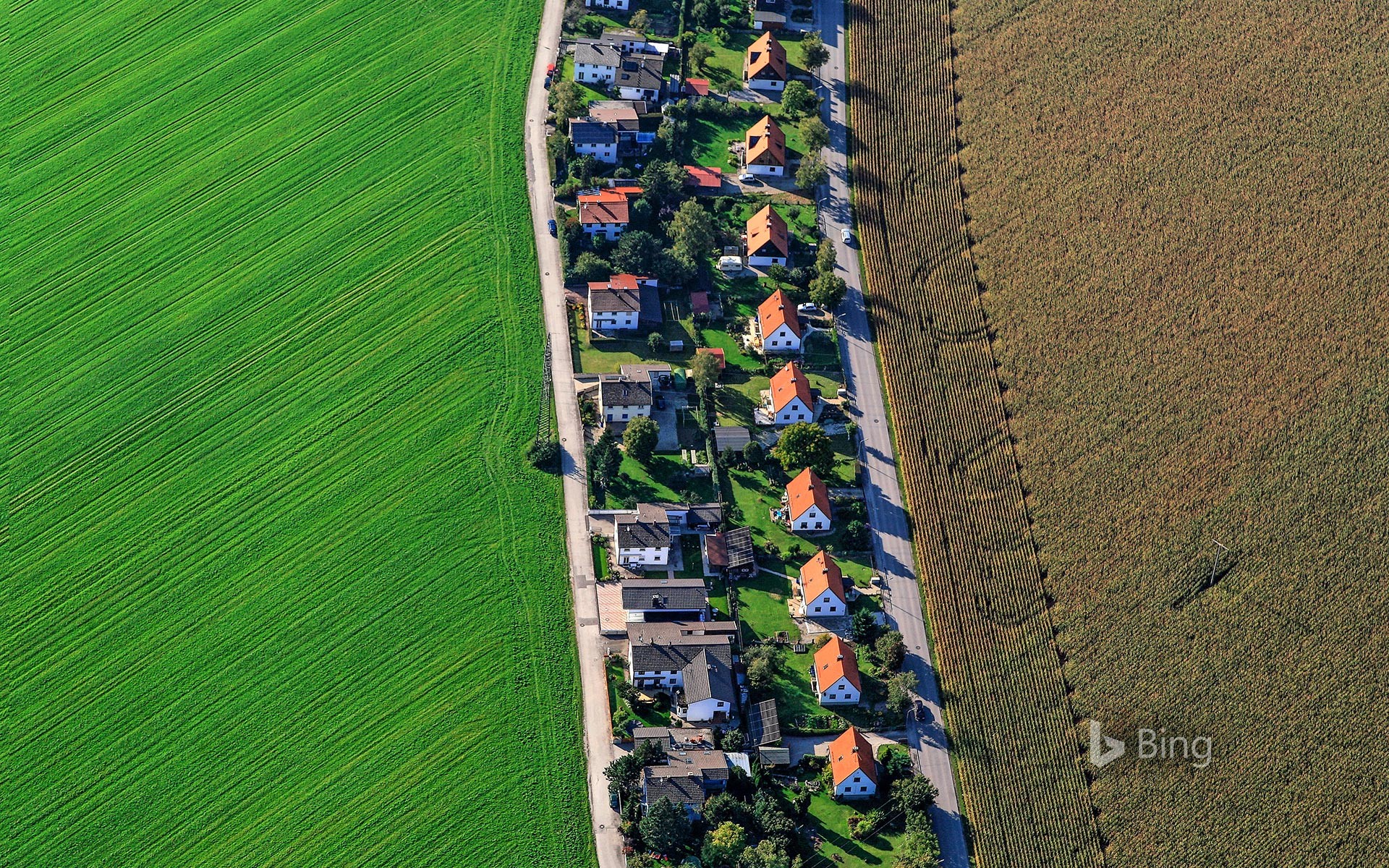 Aerial view of Poing, Bavaria, Germany