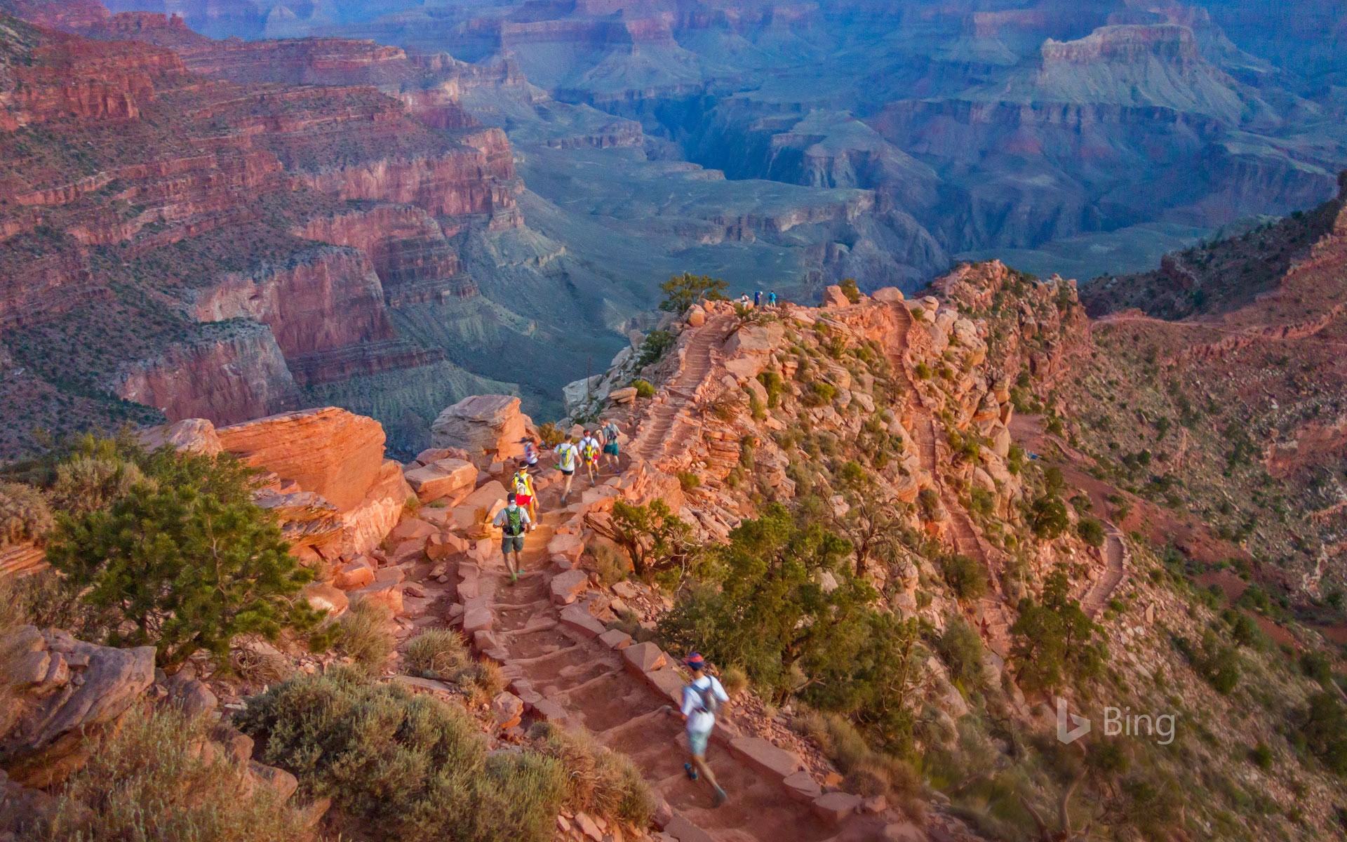 Runners on the South Kaibab Trail in the Grand Canyon, Arizona