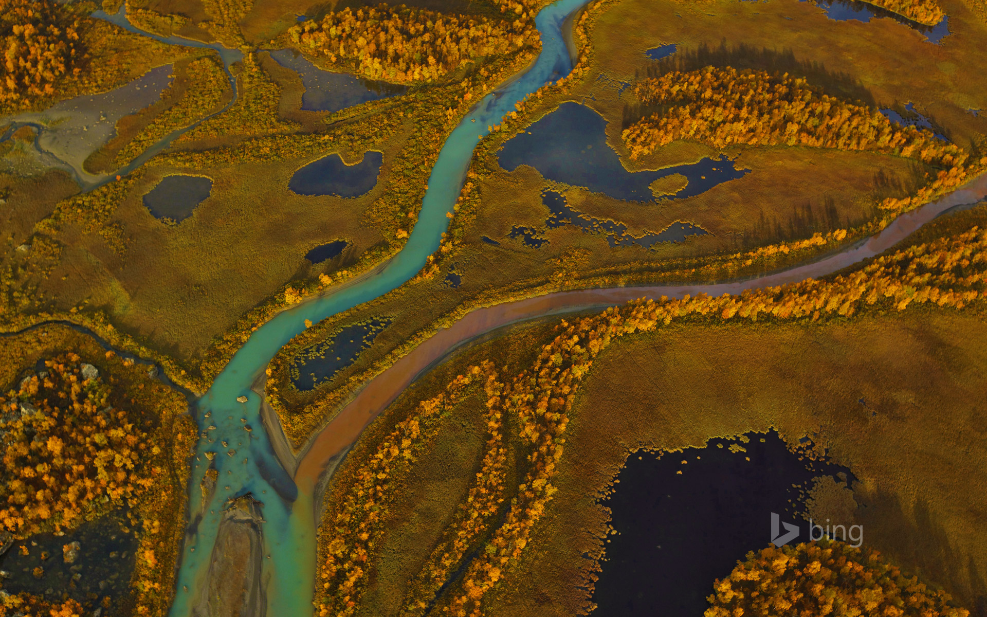 Rapa River delta in Sarek National Park, Sweden