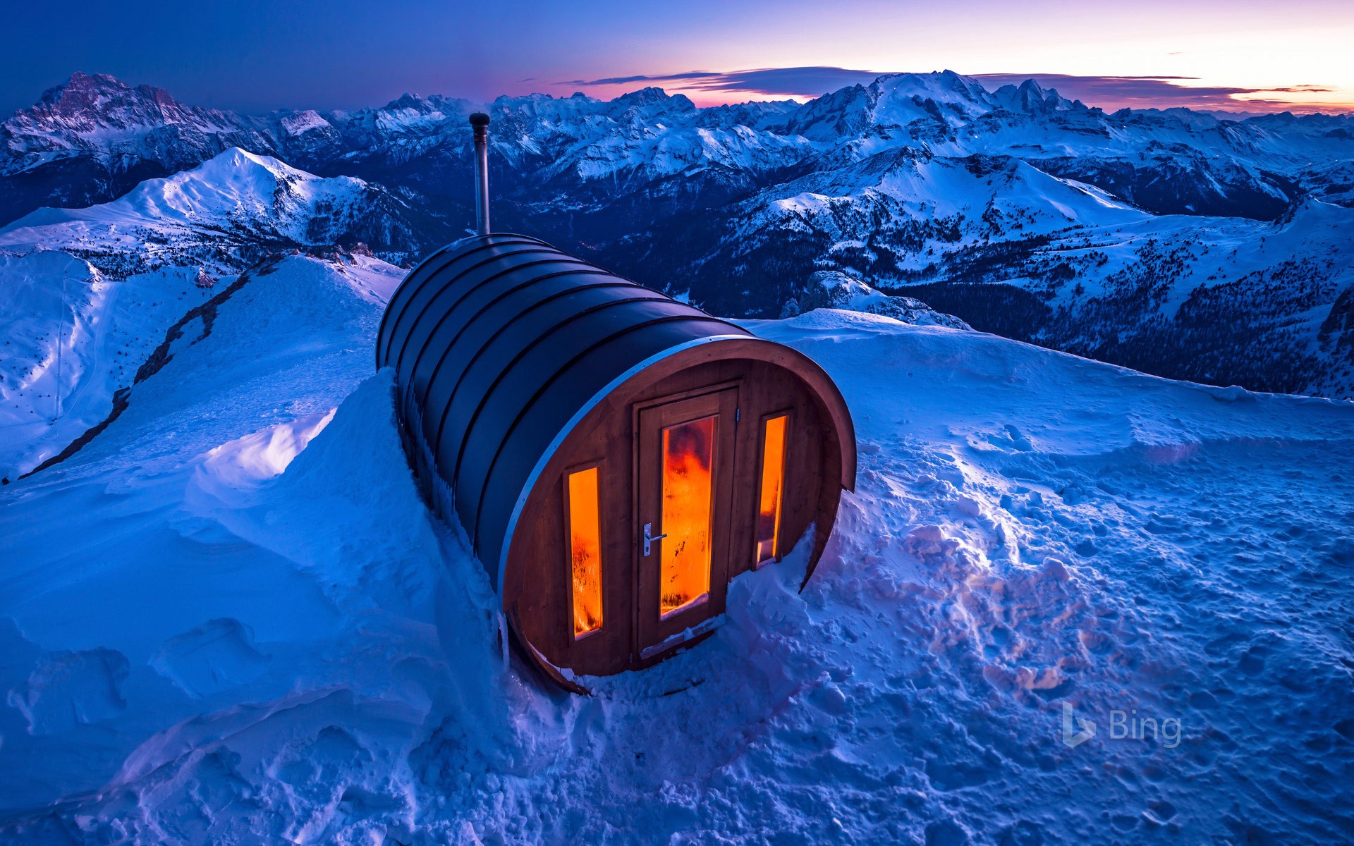 Sauna at Lagazuoi in the Dolomites of Italy