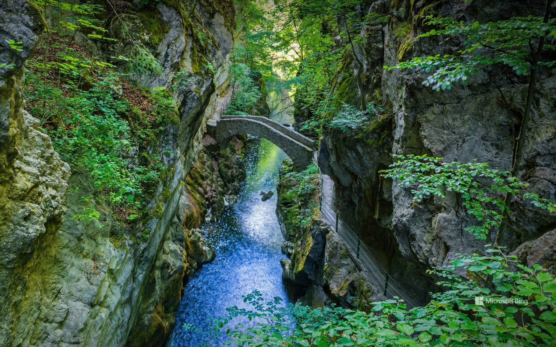Saut de Brot stone bridge, Areuse Gorge, Switzerland