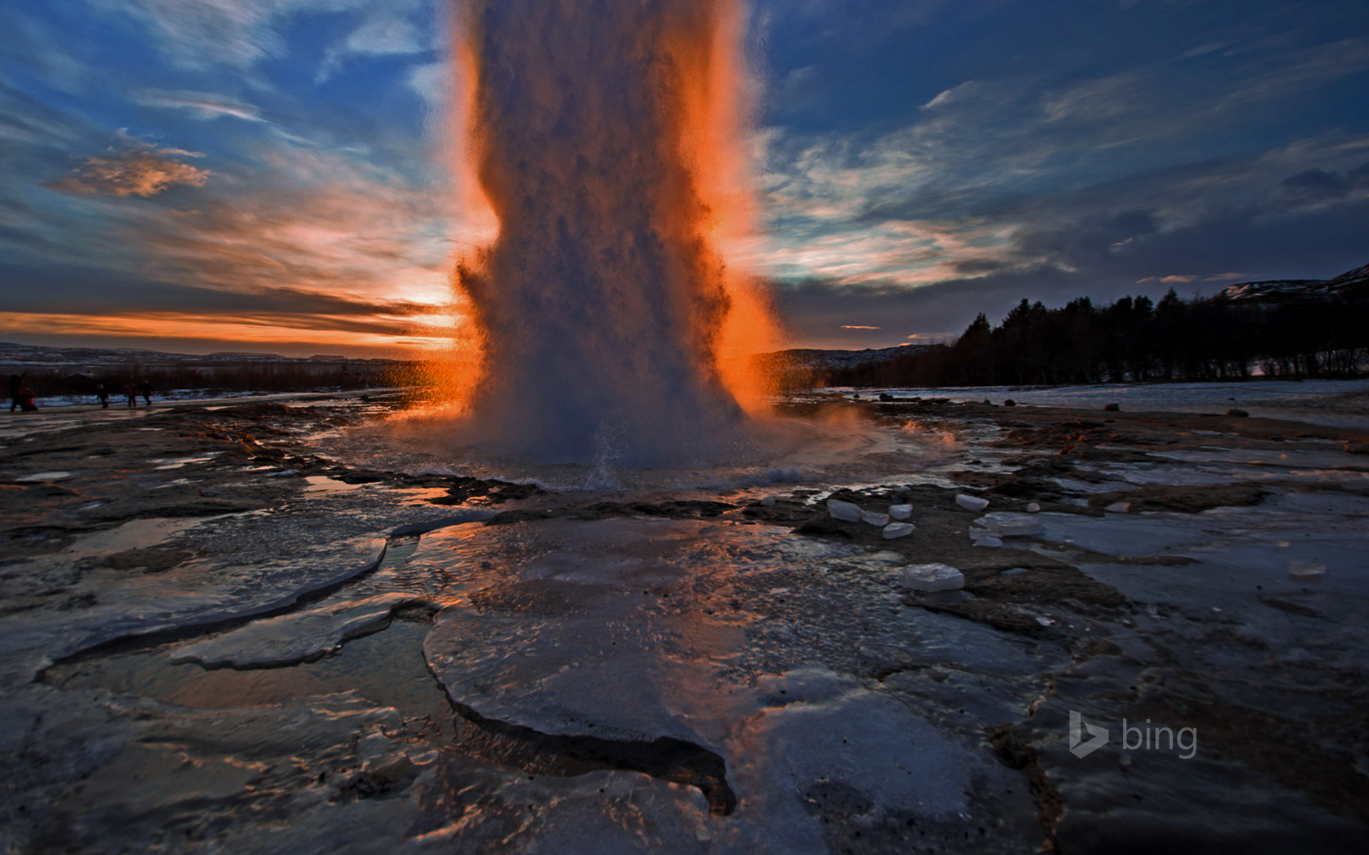 Strokkur geyser near the Hvítá River in Iceland
