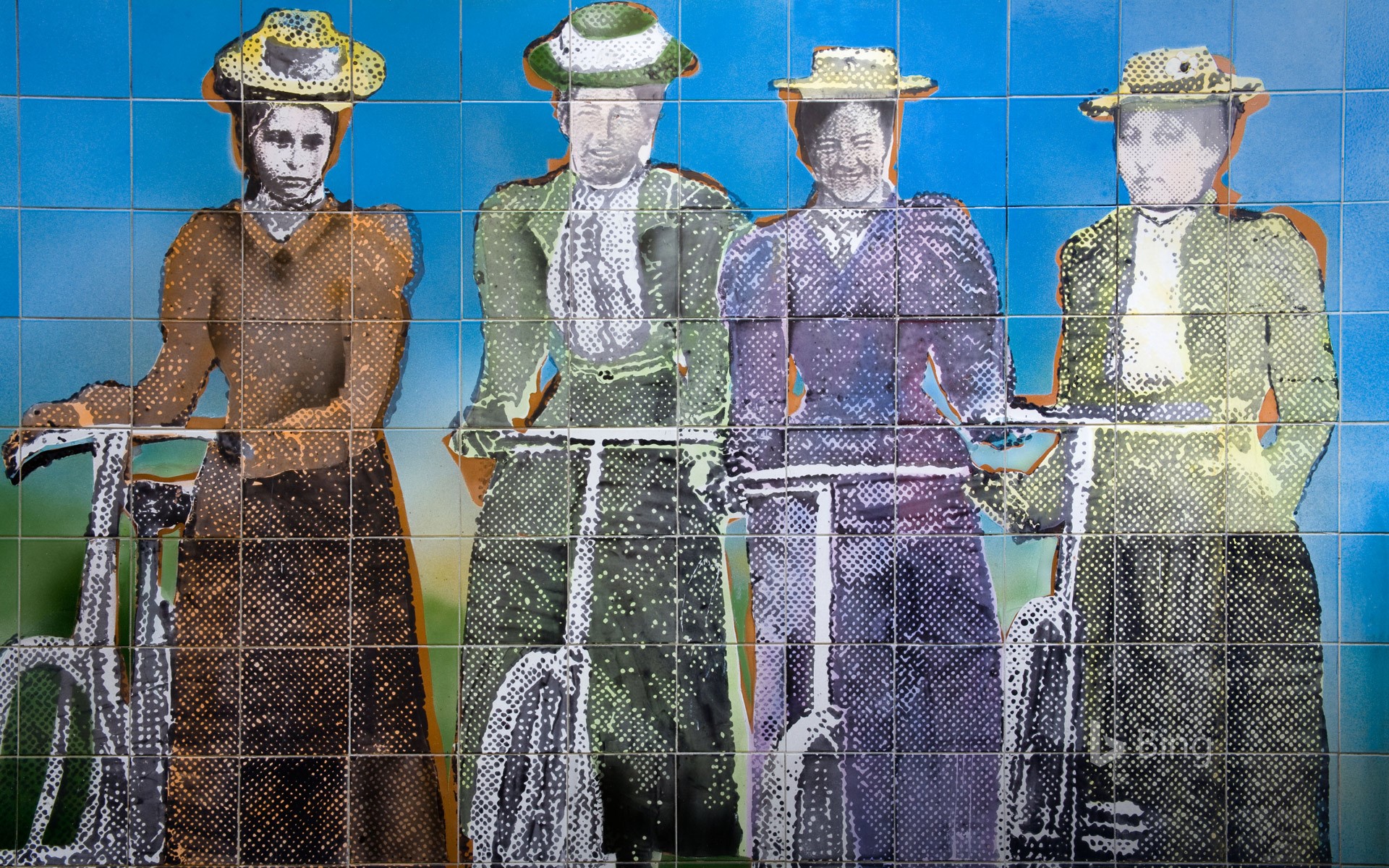Women's suffrage tile mural outside the Auckland Art Gallery, New Zealand
