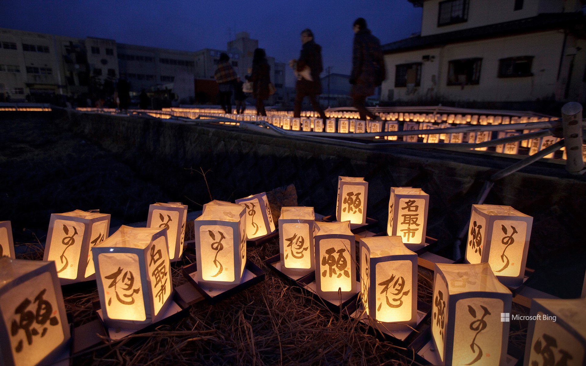 Lanterns at a memorial event, Natori City, Miyagi Prefecture