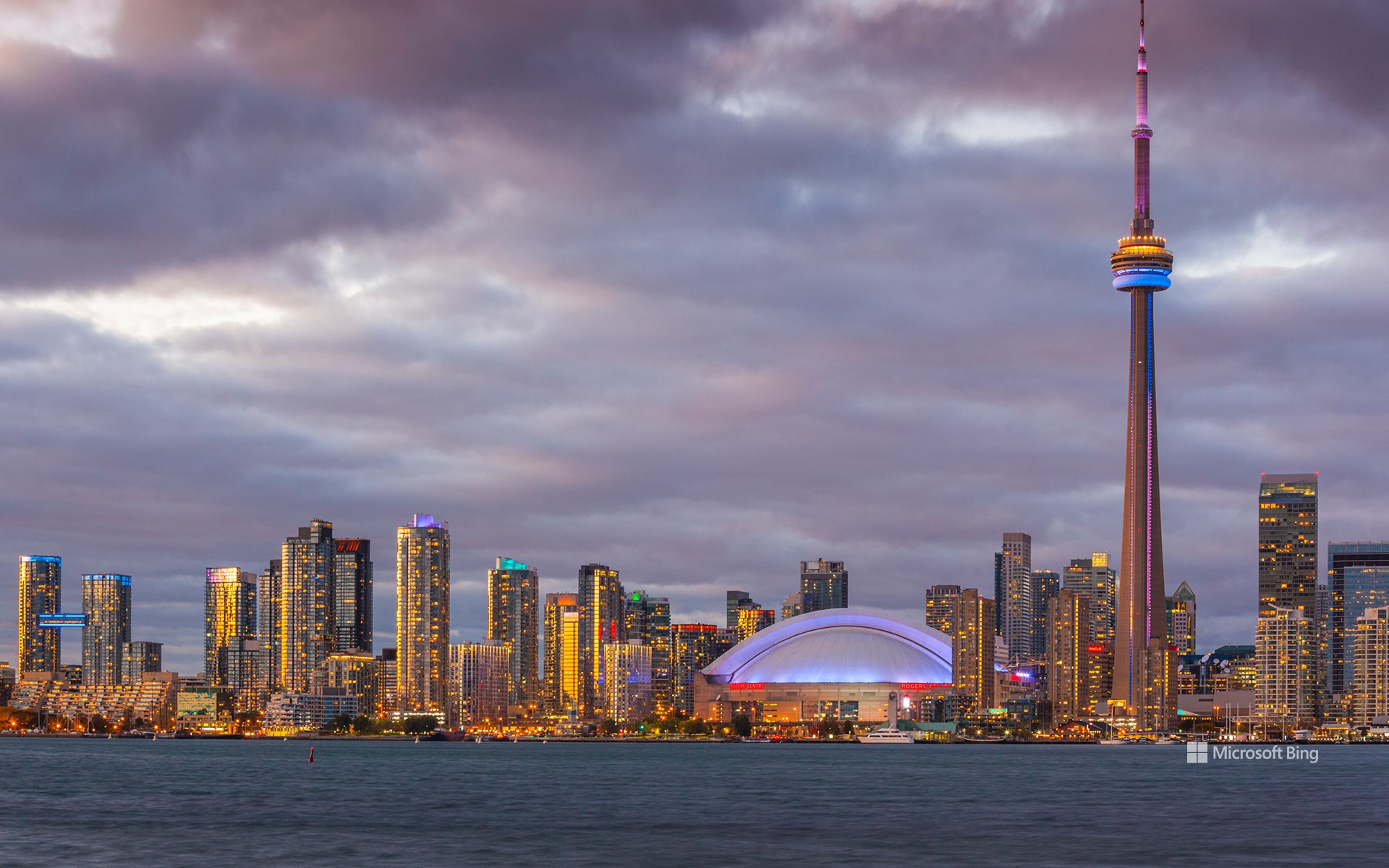 The Toronto skyline viewed from the Toronto Islands