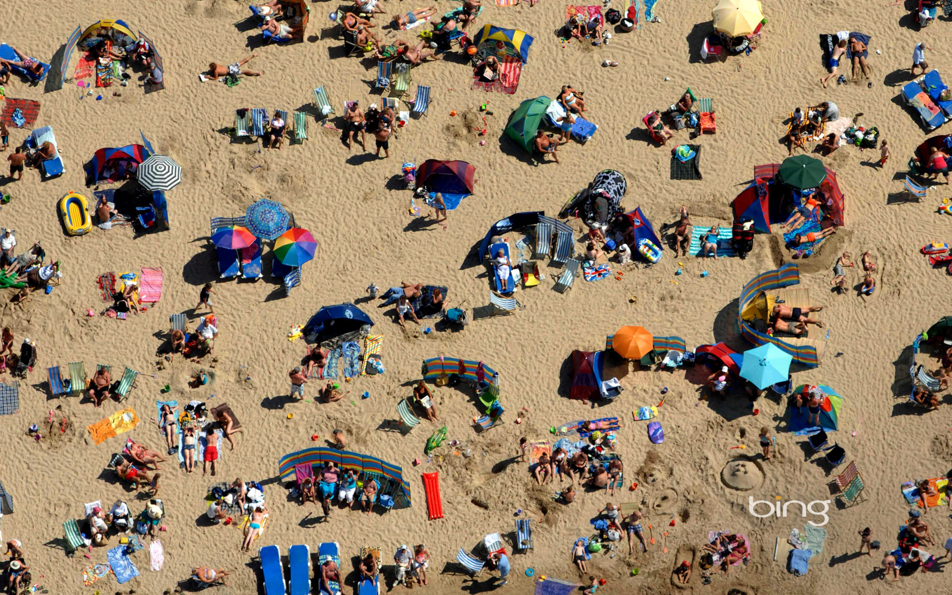Crowds at Weymouth Beach in Dorset, England