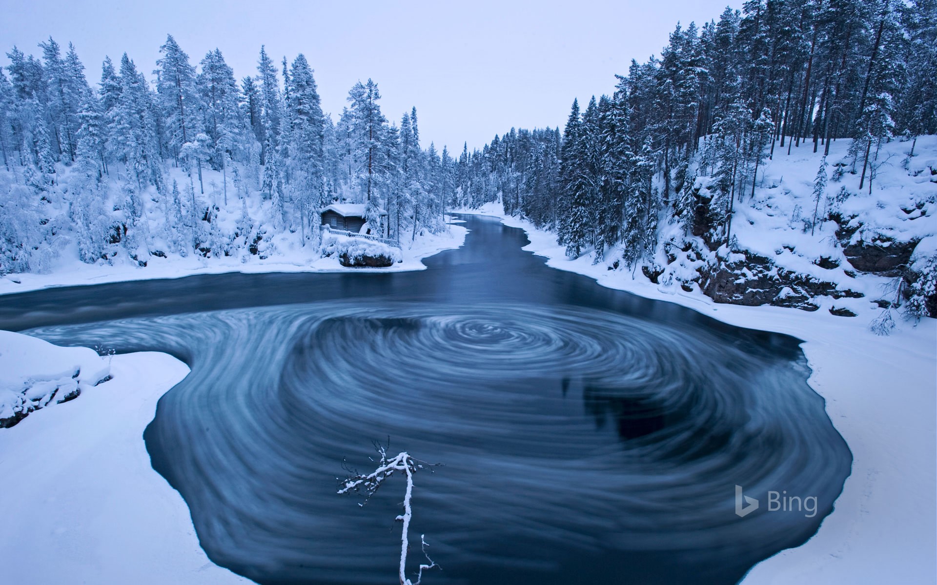 Whirlpool in Myllykoski scenic area, Oulanka National Park, Kuusamo, Finland