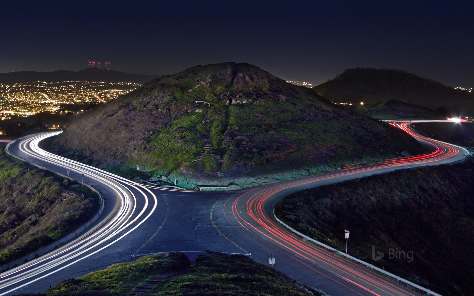 Christmas Tree Road and the hills of Twin Peaks, San Francisco, California