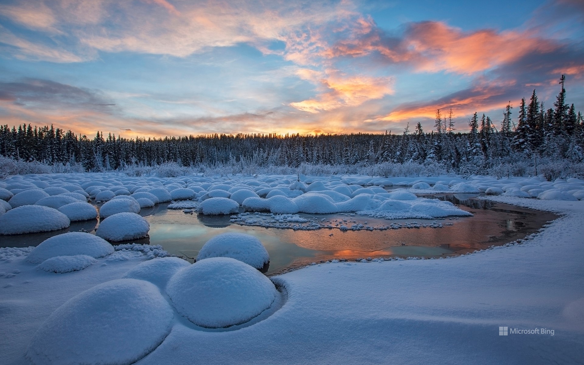 Red clouds at sunset over McIntyre Creek in Whitehorse, Yukon